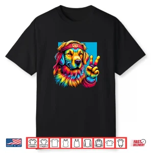 Peace Sign Tie Dye Golden Retriever Dog Shirt