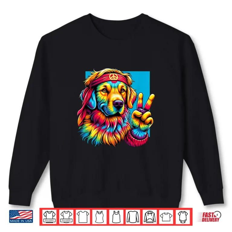 Sweatshirt Peace Sign Tie Dye Golden Retriever Dog Shirt