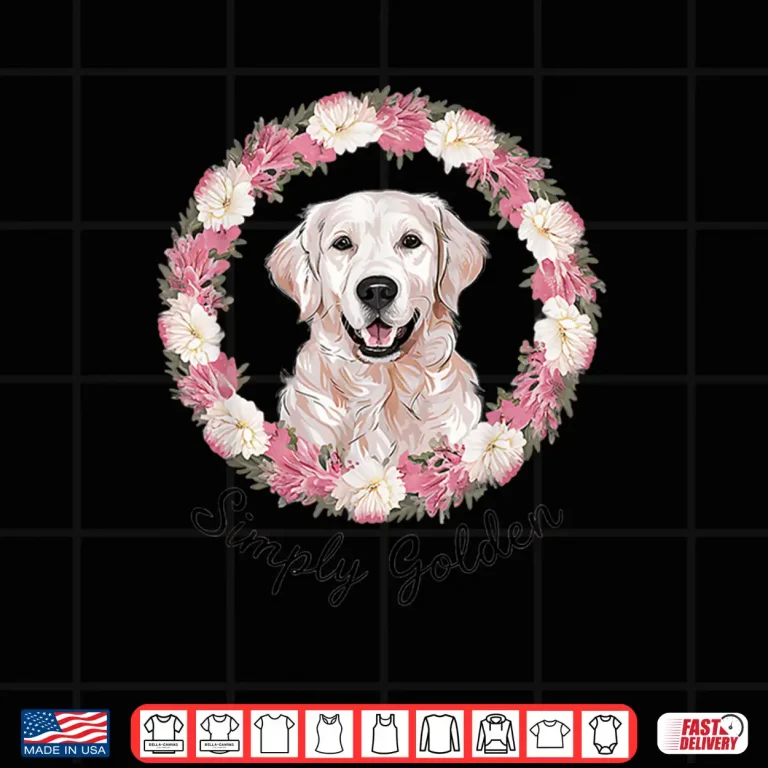 Design White English Cream Golden Retriever Cute Simply Golden Shirt
