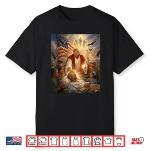 Trump As Jesus Graphic Trump Patriotic Us Flag Eagle Gifts Shirt