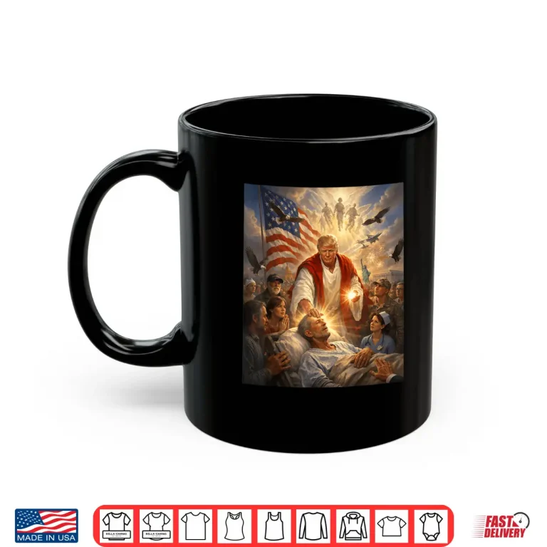 Mug Trump as Jesus Graphic Trump Patriotic US Flag Eagle Gifts Shirt