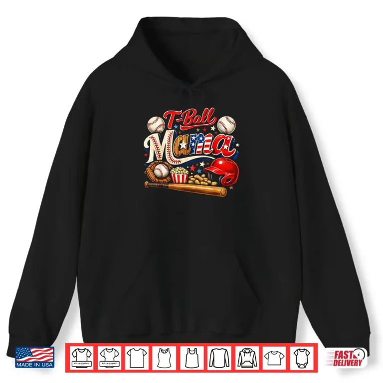 Hoodie T Ball Mama Patriotic Baseball Game Mothers Day Shirt