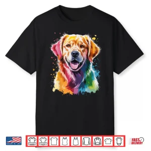 Colorful Golden Retriever Artwork Professional Graphic Shirt