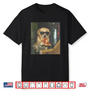 Dog Eating Pizza Golden Retriever Meme Shirt
