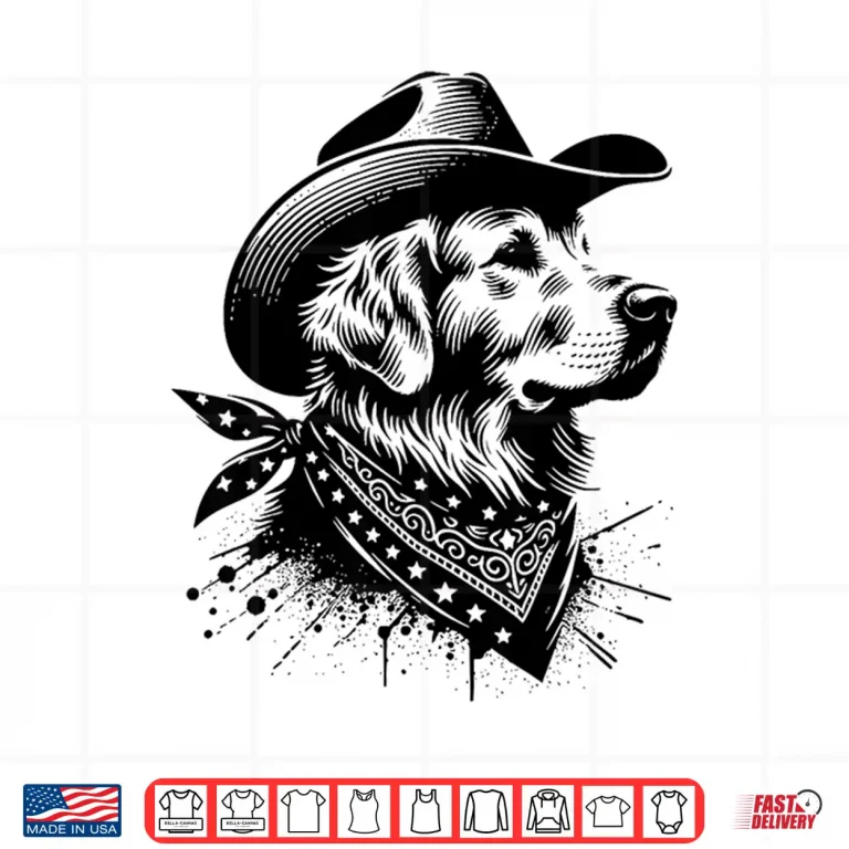 Design Golden Retriever Cowboy Vintage Western Dog Lover Shirt