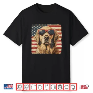 Golden Retriever Dog Patriotic Fourth Of July Professional Graphic Shirt