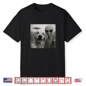 Golden Retriever Dog Ufo Alien Cute Selfie Shirt