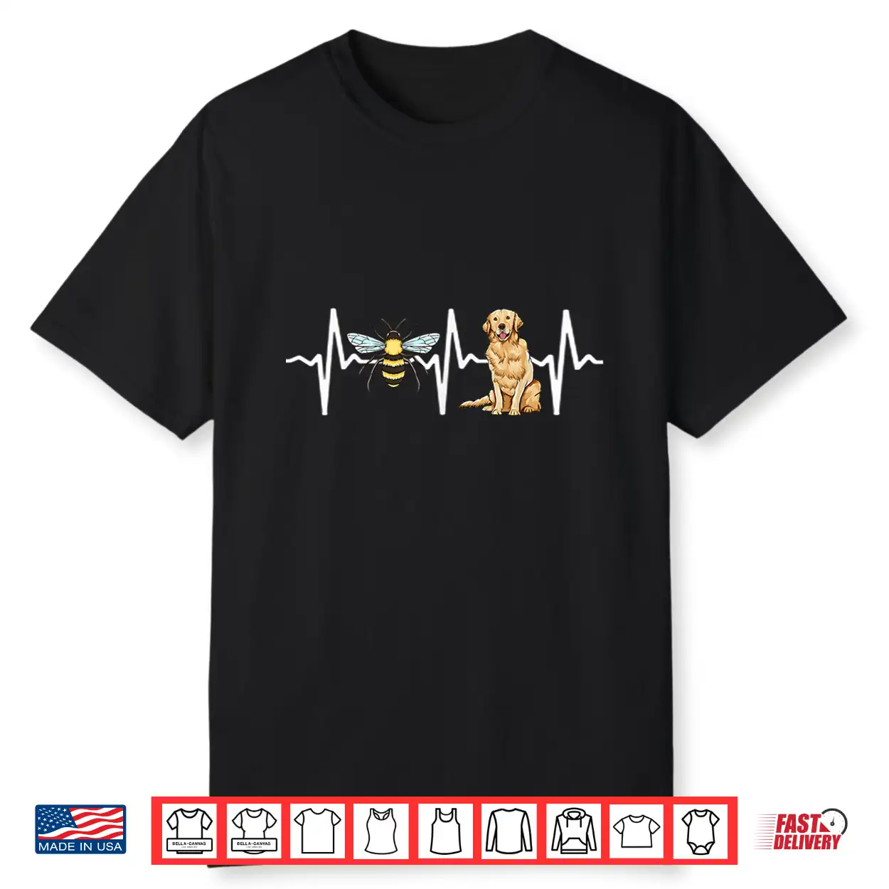 Honey Bee Golden Retriever Heartbeat Dog Lover Professional Graphic Shirt Honey Bee Golden Retriever Heartbeat Dog Lover Professional Graphic Shirt