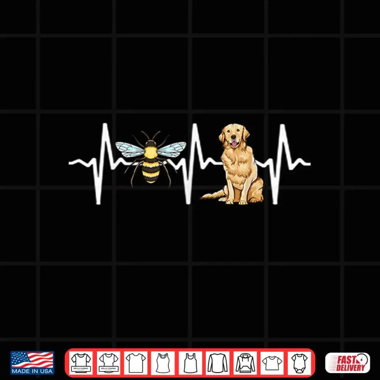 Honey Bee Golden Retriever Heartbeat Dog Lover Professional Graphic Shirt 4 Design Honey Bee Golden Retriever Heartbeat Dog Lover Professional Graphic Shirt