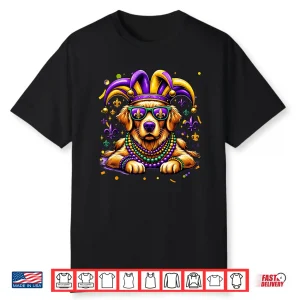 Mardi Gras Bead Golden Retriever Dog Festival Carnival Shirt