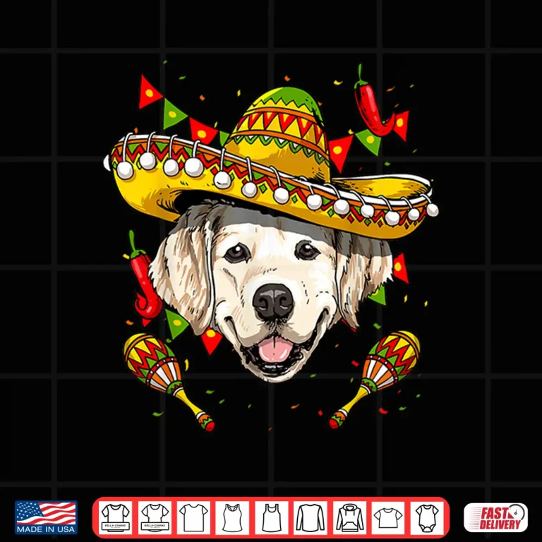 Design Mexico Cinco De Mayo Golden Retriever Dog Mexican Party Shirt