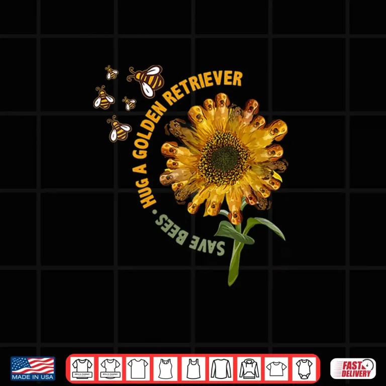 Design Save The Bees Sunflower With Golden Retriever Petals Shirt