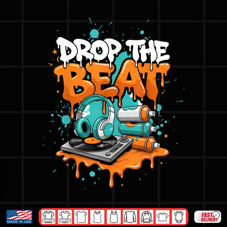 Design Drop The Beat Street Art DJ Headphones Turntable Vinyl Shirt