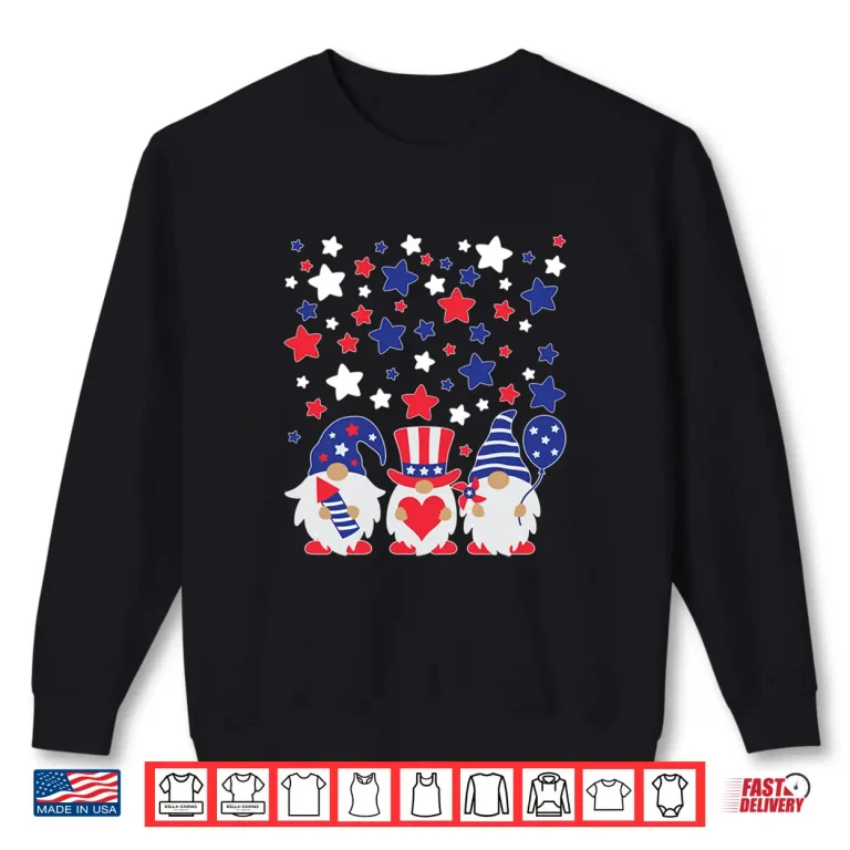 Sweatshirt Gnomes July 4th Red White and Blue Shirt