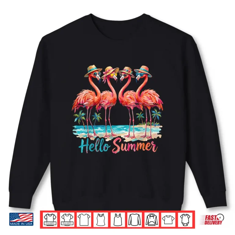 Sweatshirt Hello Summer Flamingo Summer Vacation Family Matching Shirt