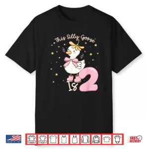 Kids 2Nd Birthday Girl Coquette Bow This Silly Goose Is Two Shirt