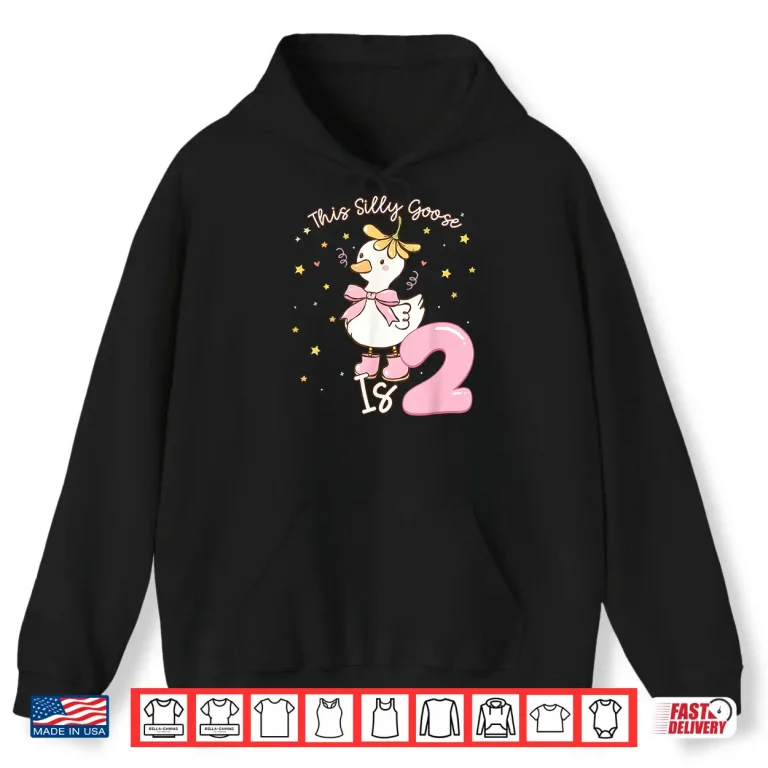 Hoodie Kids 2nd Birthday Girl Coquette Bow This Silly Goose is Two Shirt