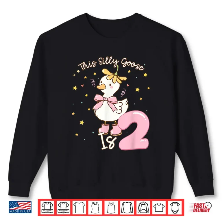 Sweatshirt Kids 2nd Birthday Girl Coquette Bow This Silly Goose is Two Shirt