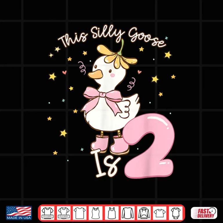 Design Kids 2nd Birthday Girl Coquette Bow This Silly Goose is Two Shirt