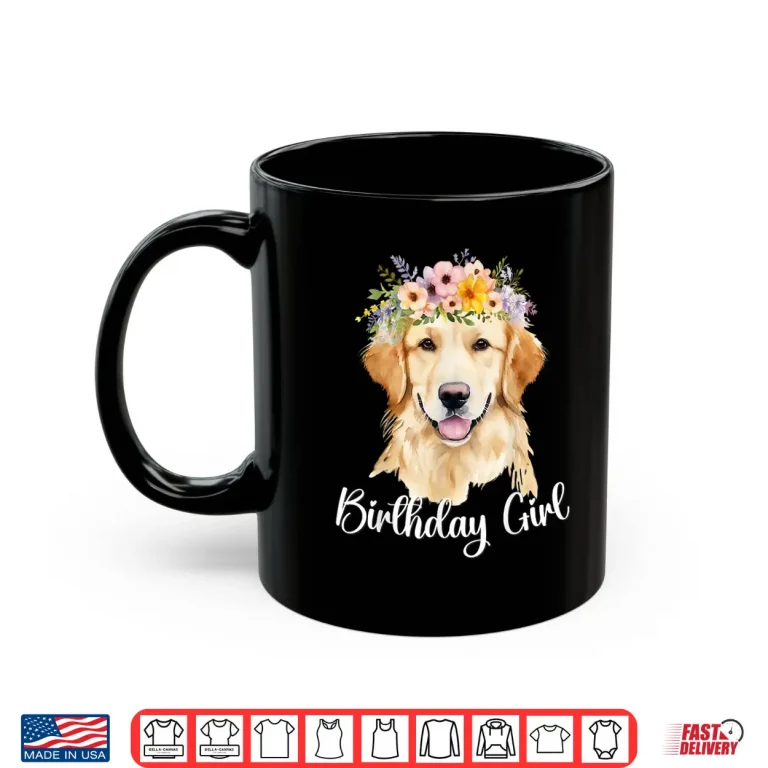 Mug Dog Birthday Girl Golden Retriever Birthday Party outfit Shirt