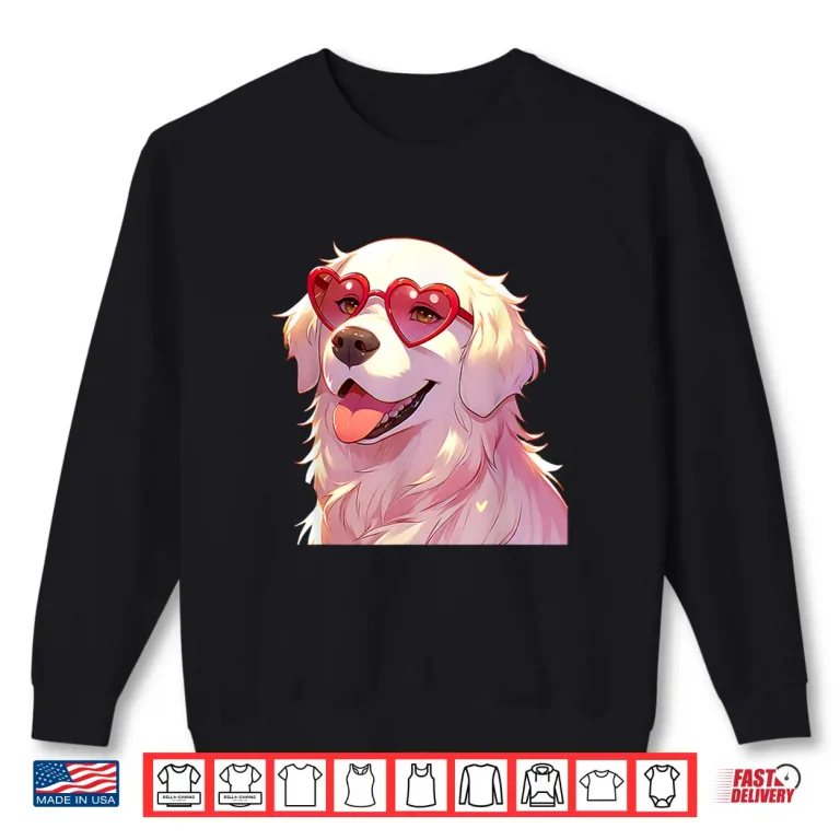 Sweatshirt English Cream Golden Retriever Mom Gifts Heart Glasses Love Shirt