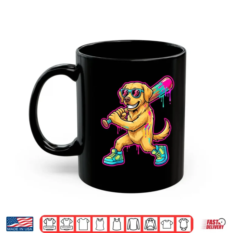 Mug Golden Retriever Funny Baseball Drip Ice Cream Boys Kids Shirt