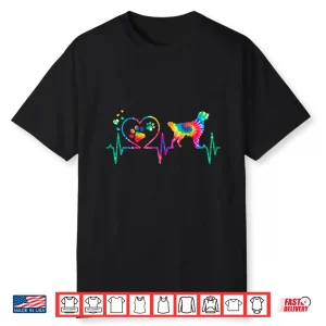 Golden Retriever Mom Dad Heartbeat Tie Dye Dog Gift Shirt
