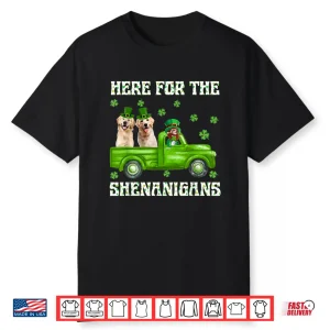 Here For The Shenanigans Golden Retriever St Patrick’S Day Shirt