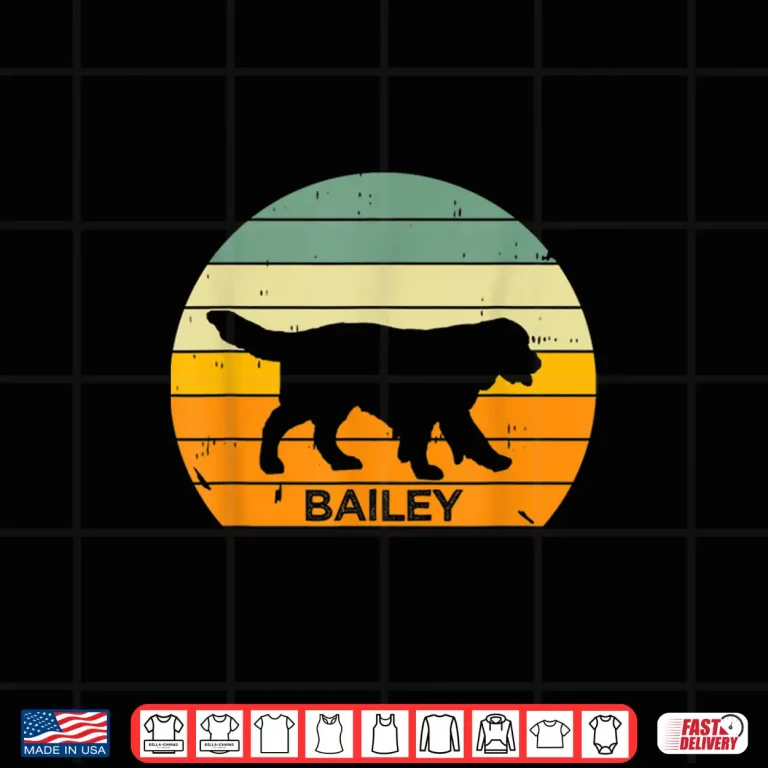 Design Golden Retriever Personalized Bailey Dog Name Vintage Sunset Shirt
