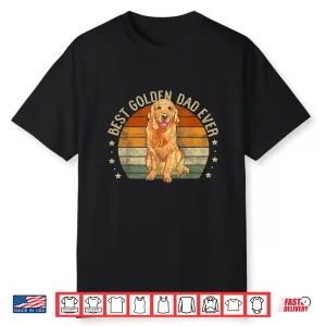 Mens Best Golden Dad Ever Retro Golden Retriever Gifts Dog Daddy Shirt