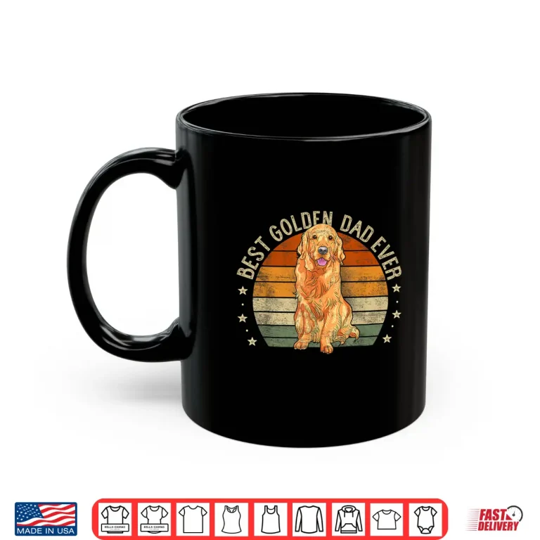 Mug Mens Best Golden Dad Ever Retro Golden Retriever Gifts Dog Daddy Shirt