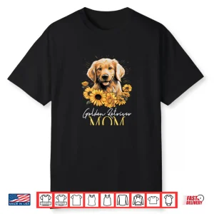 Womens Golden Retriever Mom Vintage Flowers Floral Dog Mom Shirt