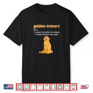 Womens Golden Trovert Humor Definition Introvert Golden Retriever Shirt