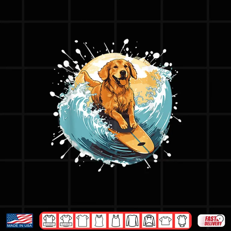 Design Golden Retriever Dog On Surfboard Surfing Shirt