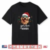 Golden Retriever Mama Wearing Santa Hat & Christmas Sunglass Shirt