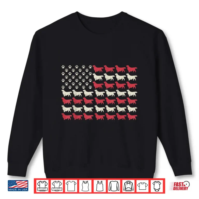 Sweatshirt Golden Retriever Patriotic American Flag 4th Of July Dogs Shirt