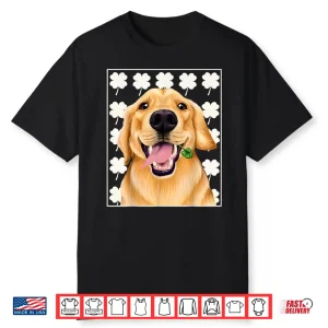 Golden Retriever St. Patrick’S Day Shirt With Clovers