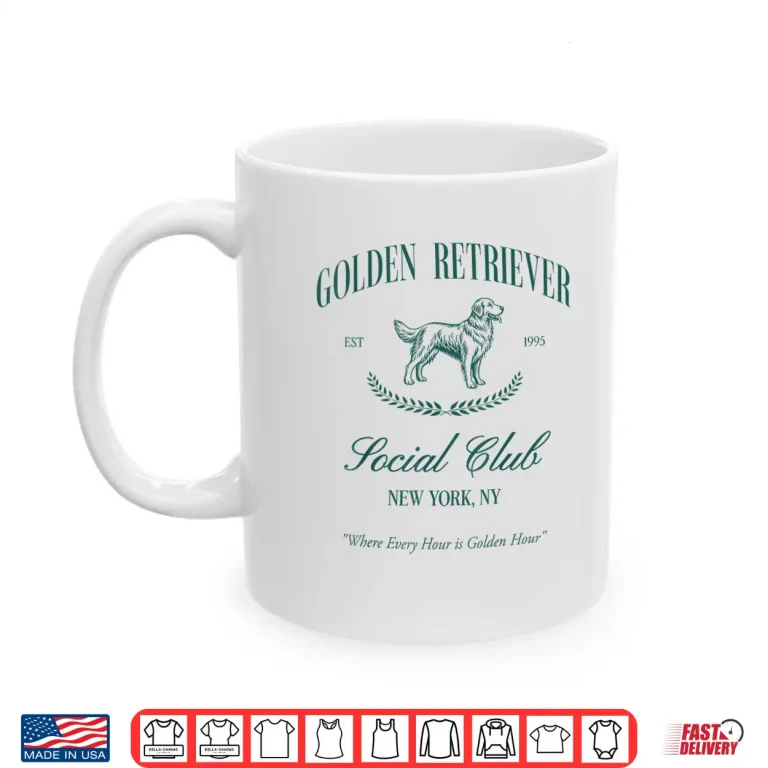 Mug Golden Retriever Social Club Preppy Dog Mom Retro 80s 90s Shirt