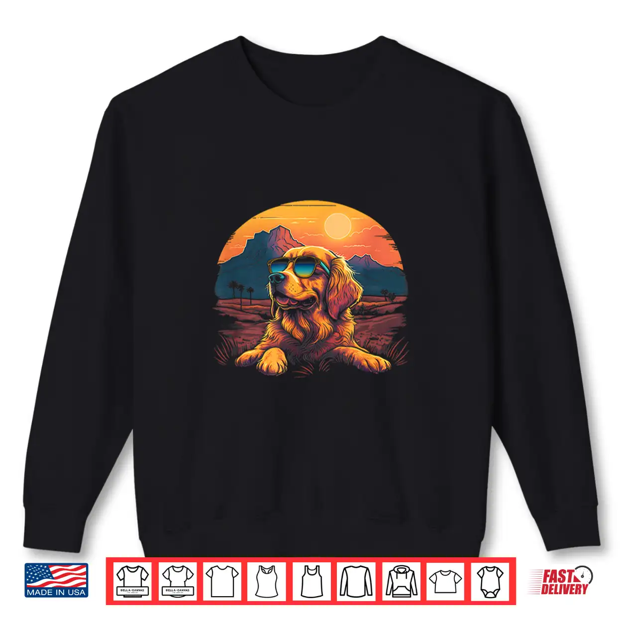 Golden Retriever With Retro Sunset Sunglasses Vintage Gifts Shirt Golden Retriever With Retro Sunset Sunglasses Vintage Gifts Shirt