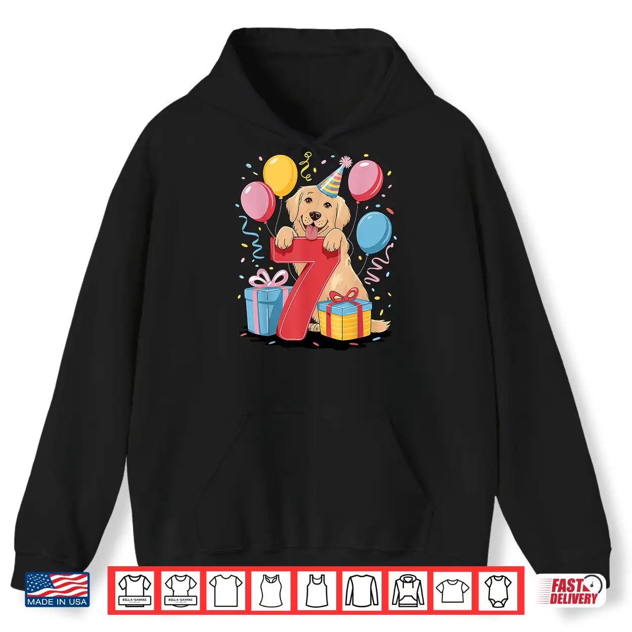 7Th Birthday Boy Girl 7 Years Old Seven Golden Retriever Shirt 7Th Birthday Boy Girl 7 Years Old Seven Golden Retriever Shirt