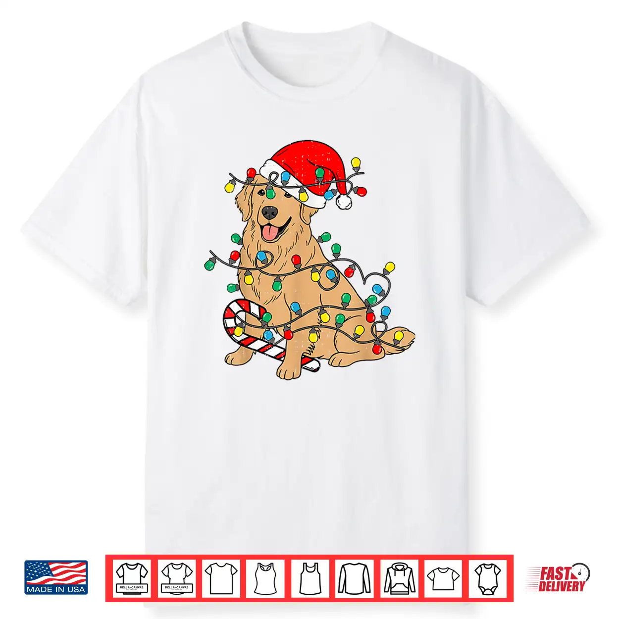 Golden Retriever Dog Christmas Lights Xmas Pet Dog Lover Shirt Golden Retriever Dog Christmas Lights Xmas Pet Dog Lover Shirt