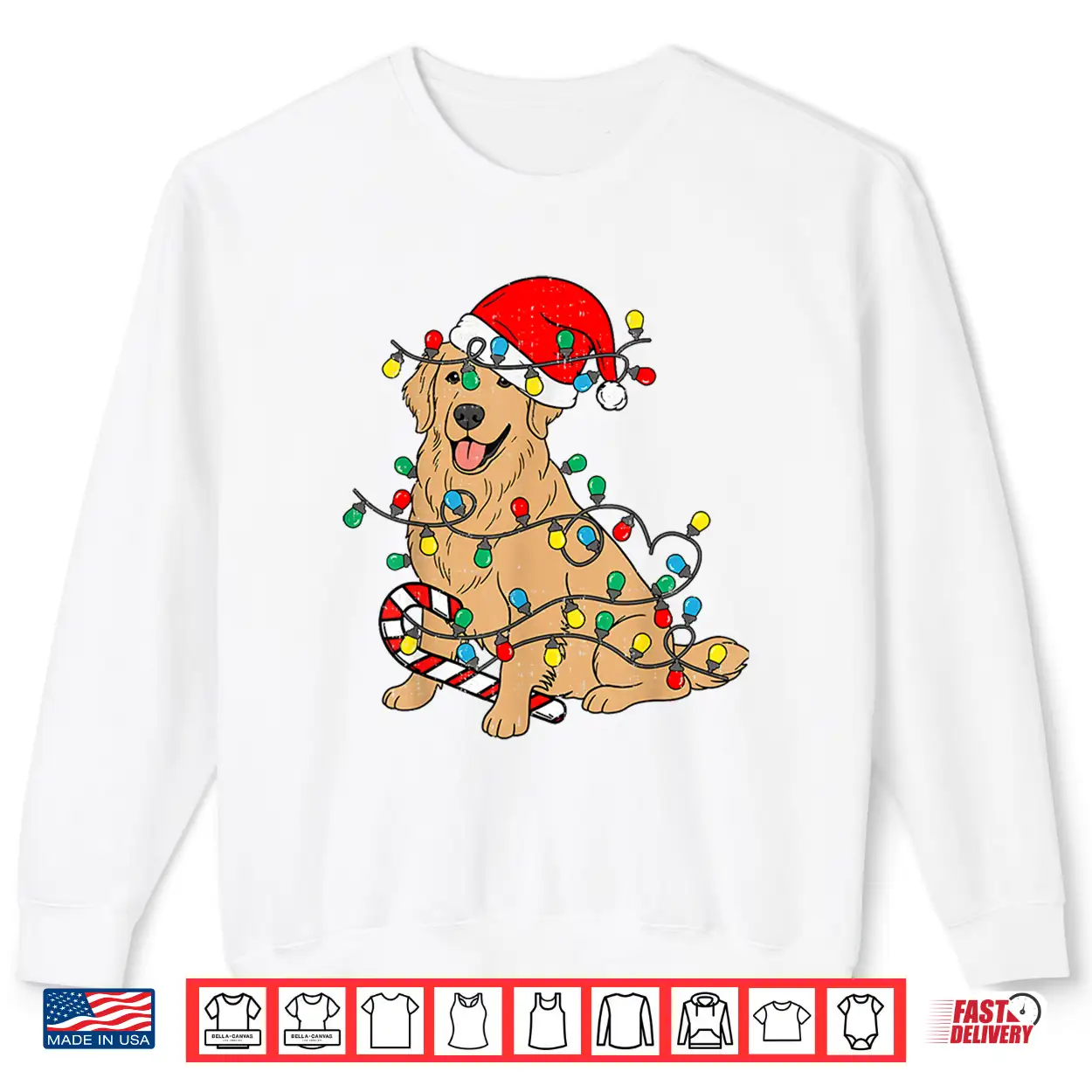 Golden Retriever Dog Christmas Lights Xmas Pet Dog Lover Shirt Golden Retriever Dog Christmas Lights Xmas Pet Dog Lover Shirt