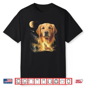 Golden Retriever Howling To The Moon Vintage Shirt