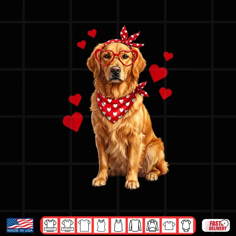 Design Golden Retriever Valentines Day Dog Lover Heart Shirt