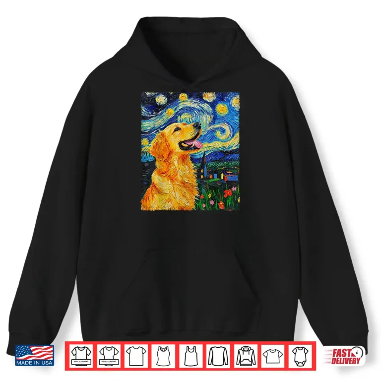 Hoodie Van Gogh Starry Night Golden Retriever Shirt