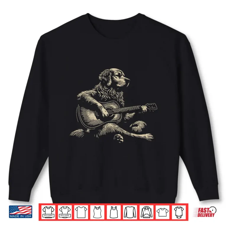 Vintage Golden Retriever Playing Acoustic Guitar Music Lover Shirt 2 Sweatshirt Vintage Golden Retriever Playing Acoustic Guitar Music Lover Shirt