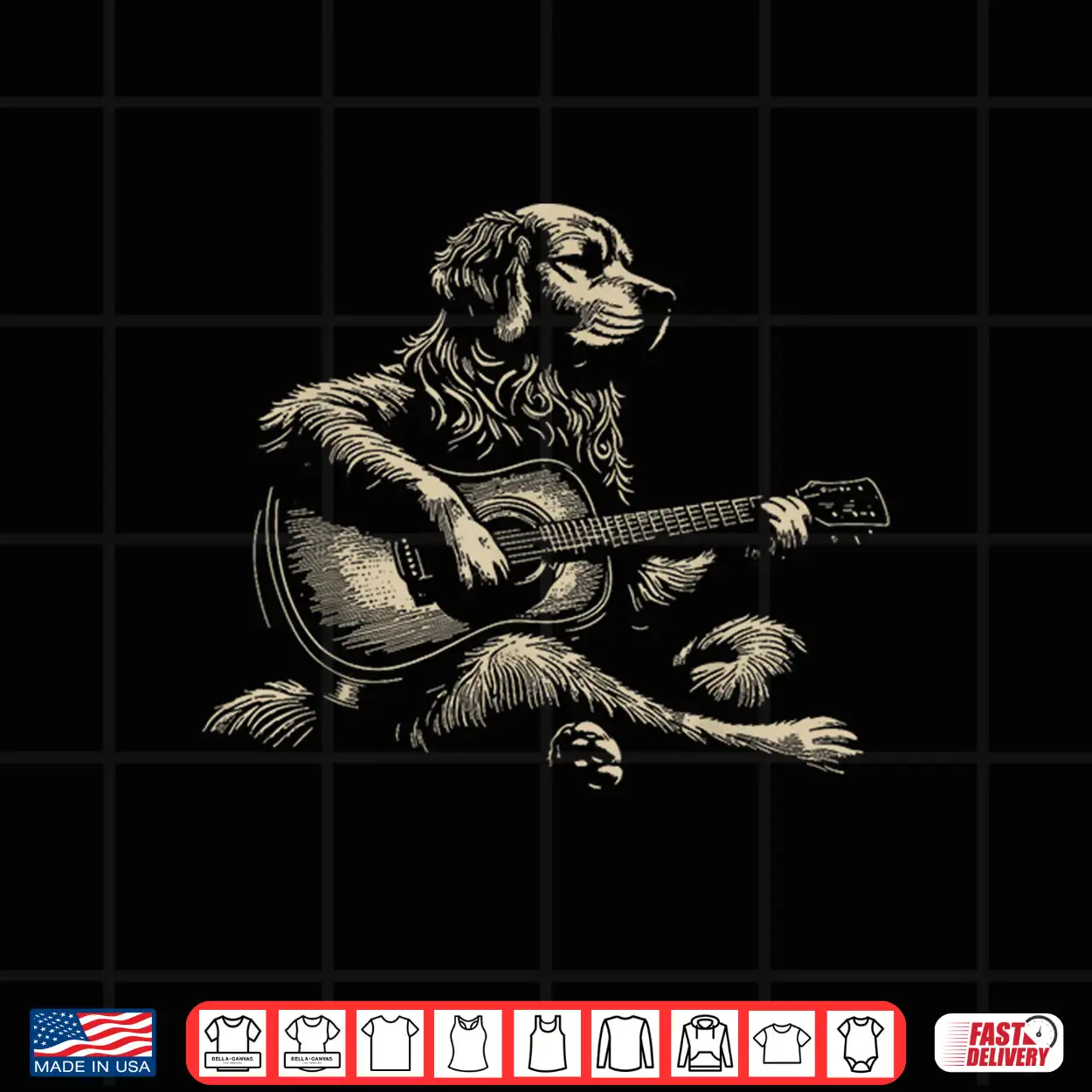 Vintage Golden Retriever Playing Acoustic Guitar Music Lover Shirt Vintage Golden Retriever Playing Acoustic Guitar Music Lover Shirt