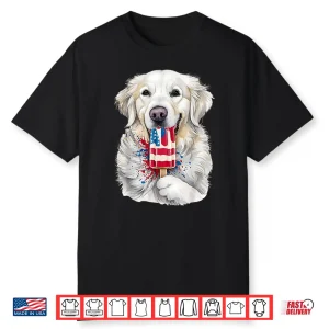 4Th Of July White English Cream Golden Retriever Popsicle Shirt