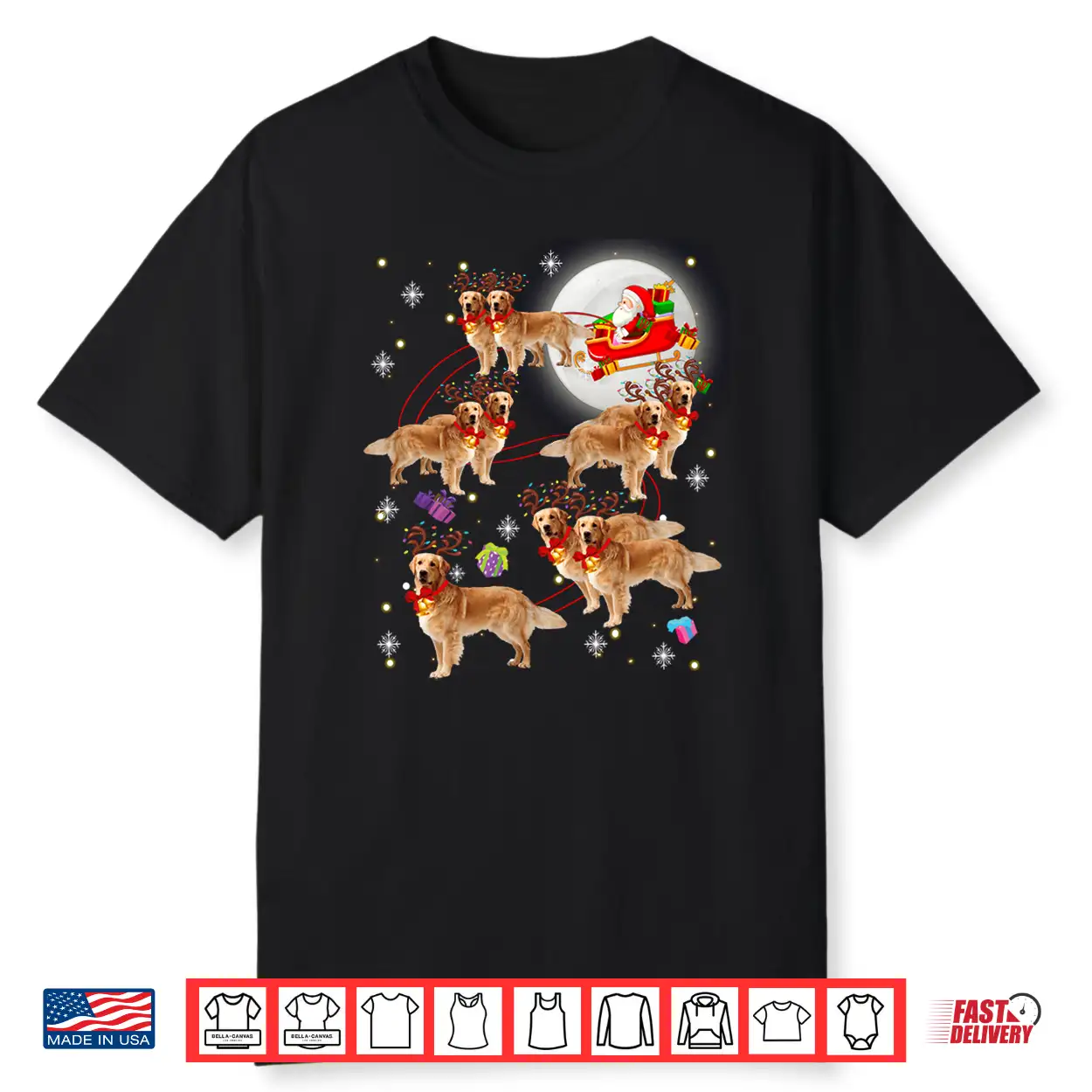 Christmas Santa Claus Riding Golden Retriever Xmas Pajamas Shirt Christmas Santa Claus Riding Golden Retriever Xmas Pajamas Shirt