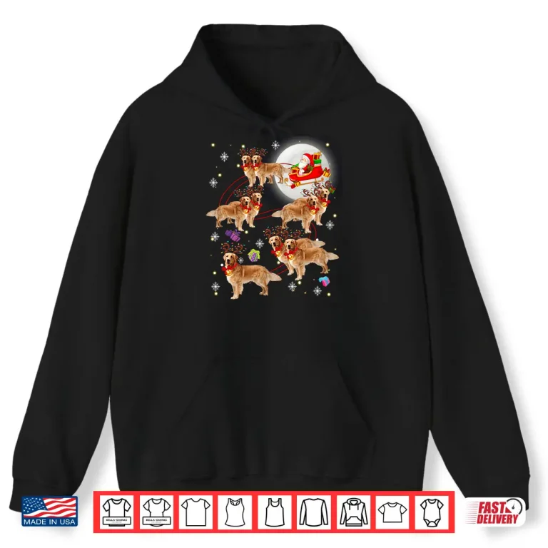 Christmas Santa Claus Riding Golden Retriever Xmas Pajamas Shirt 1 Hoodie Christmas Santa Claus Riding Golden Retriever Xmas Pajamas Shirt